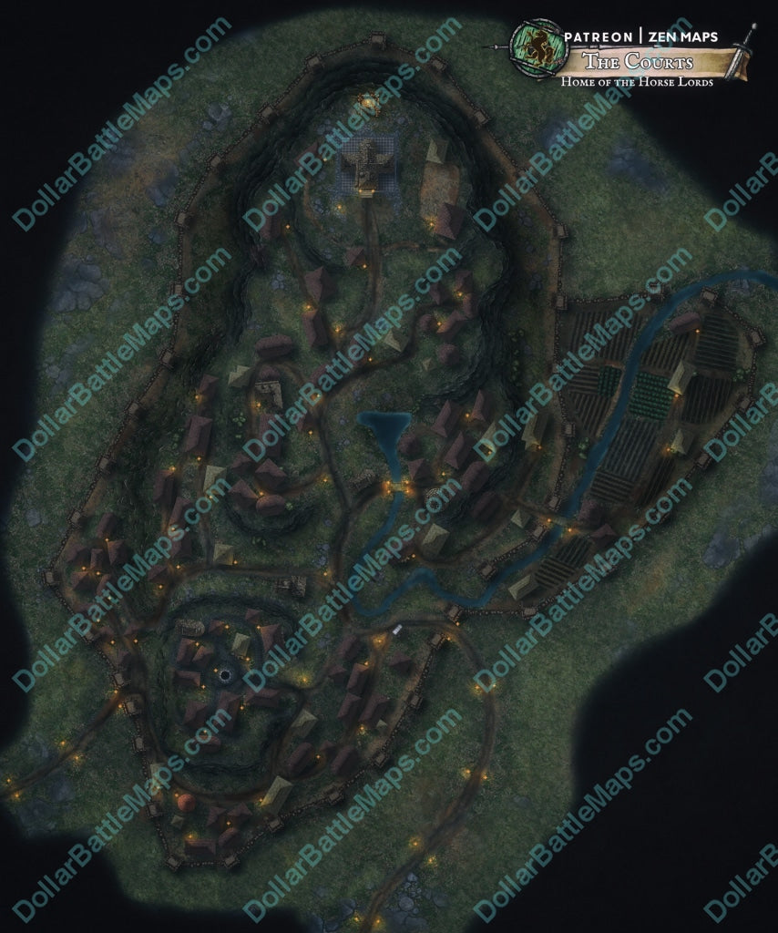Horse Lords Court - 2 Maps Rpg Battlemap