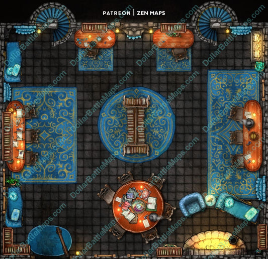 Magic Castle Blue Common Room Rpg Battlemap